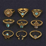 Symbols of Serenity Boho-Midi Ring Set of 9